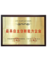 潤大世紀榮獲最具自主創新能力企業榮譽證書